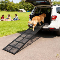 HKM-2800189 Folding Dog Car Ramp - Extra Long 75.2", Non-Slip Surface for Large & Senior Pets, Portable Design
