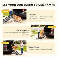 HKM-2800189 Folding Dog Car Ramp - Extra Long 75.2", Non-Slip Surface for Large & Senior Pets, Portable Design