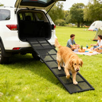HKM-2800189 Folding Dog Car Ramp - Extra Long 75.2", Non-Slip Surface for Large & Senior Pets, Portable Design