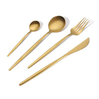 HKM-280083 24-Piece Gold Stainless Steel Flatware Set with Gift Box for Parties and Weddings
