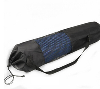 HKM-280083 Black Mesh Yoga Bag – Portable Nylon Pilates Carrier with Adjustable Strap, Washable and Ideal for Yoga Essentials (Mat Not Included)