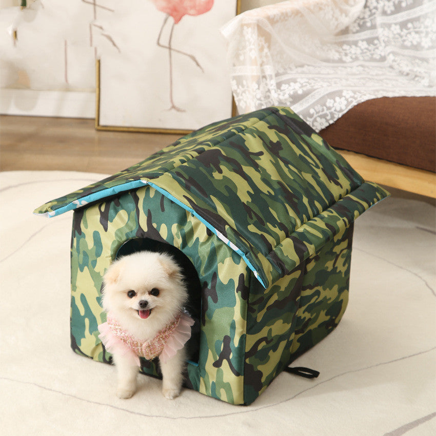 HKM-2801853 Waterproof Foldable Washable Pet Kennel for Dogs and Cats in Camouflage, Army Green, Brown, and Black Paw Print