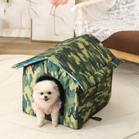 HKM-2801853 Waterproof Foldable Washable Pet Kennel for Dogs and Cats in Camouflage, Army Green, Brown, and Black Paw Print