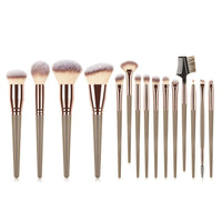 HKM-280275 15-Piece Makeup Brush Set with Eye Shadow Brushes in Brown and Black Handles