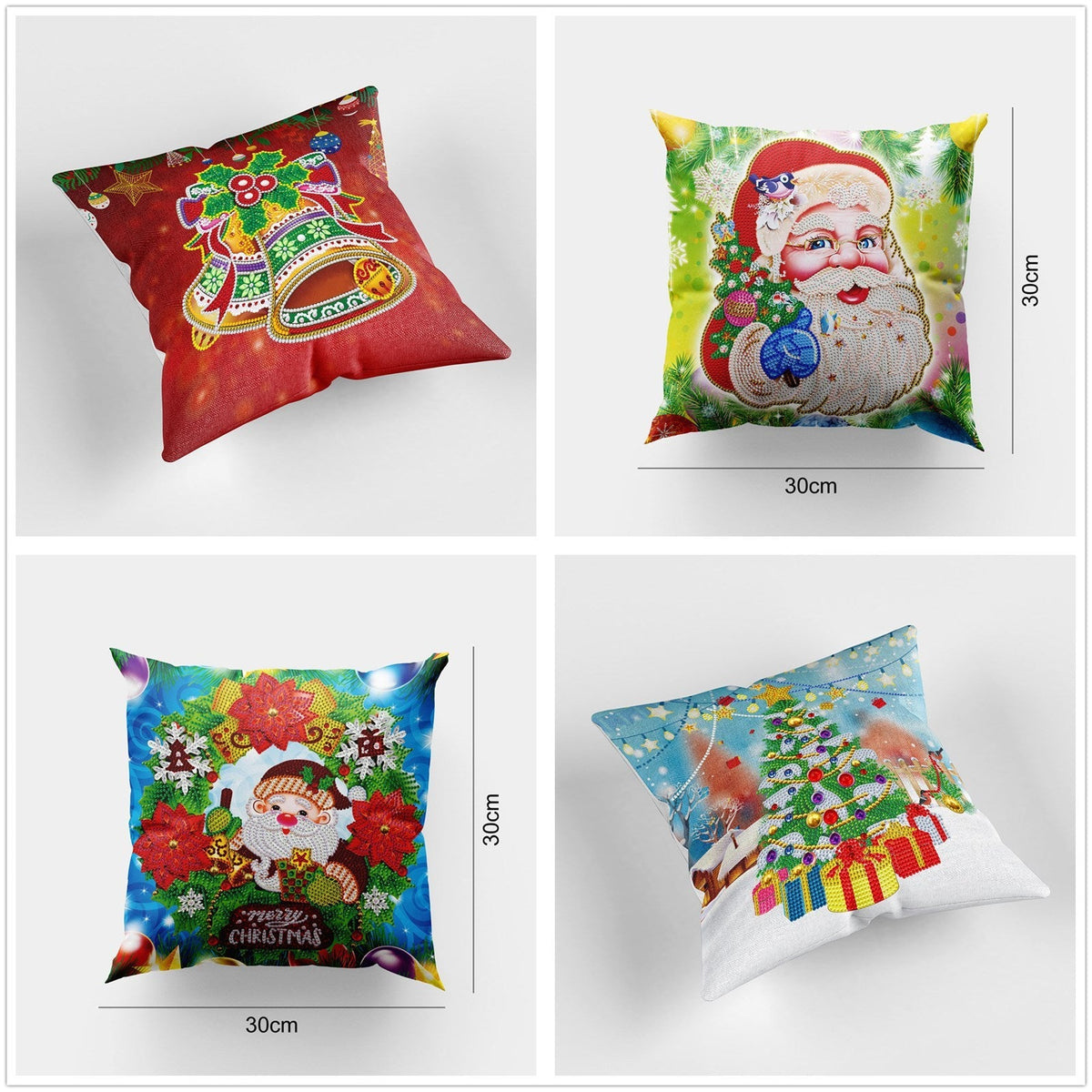 HKM-280275 DIY Christmas Diamond Painting Pillowcase, 30x30cm, Resin Drill Design