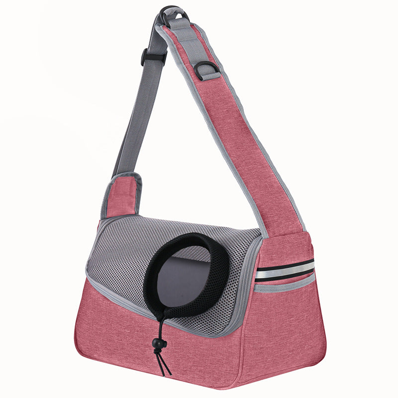 HKM-2804029 One Shoulder Crossbody Pet Bag in Light Grey, Royal Blue, Azure, Coffee, Light Pink, Black, Wine Red - Medium Capacity Oxford Cloth