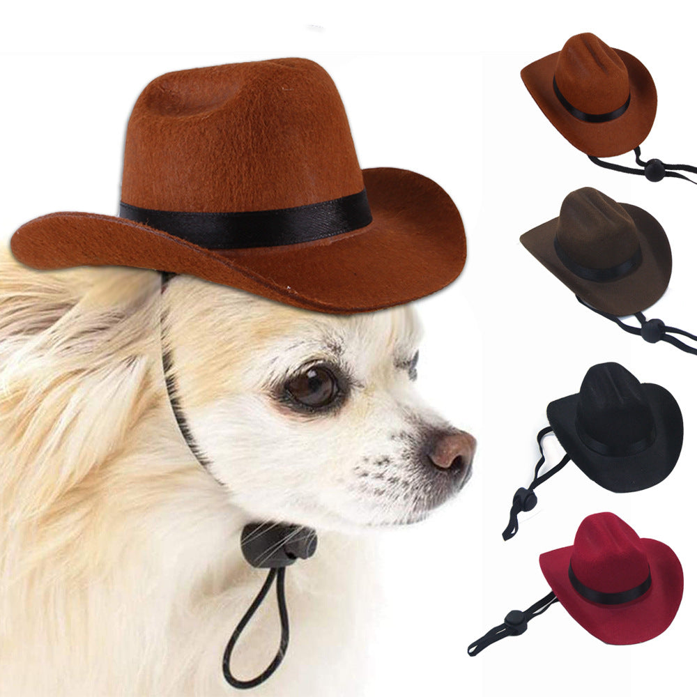 HKM-2805053 Adjustable Outdoor Cowboy Hat for Pets - Fun Headgear for Dogs and Cats - Great for Photos and Cosplay Accessories