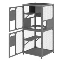 HKM-2805437 Outdoor Cat Enclosure with Window Access, 4-Tier Cat House on Wheels, Waterproof Roof, Large Space for Multiple Cats