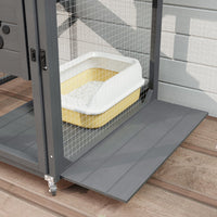 HKM-2805437 Outdoor Cat Enclosure with Window Access, 4-Tier Cat House on Wheels, Waterproof Roof, Large Space for Multiple Cats