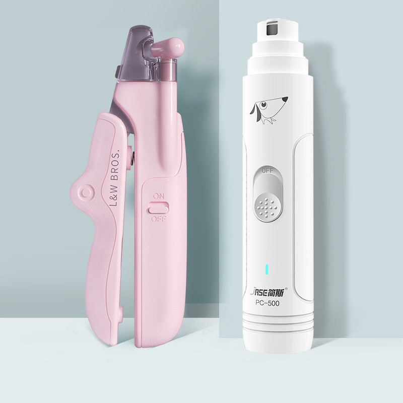 HKM-2805565 LED Light Pet Nail Clippers for Small Dogs and Cats - Stainless Steel Nail Trimmer with Built-in Nail File and Collection Design