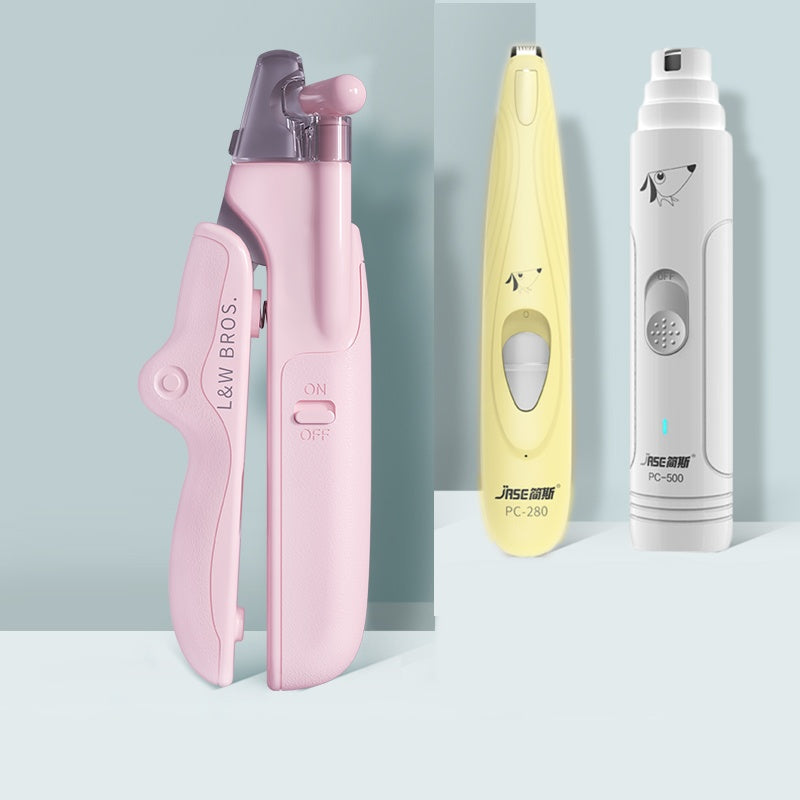 HKM-2805565 LED Light Pet Nail Clippers for Small Dogs and Cats - Stainless Steel Nail Trimmer with Built-in Nail File and Collection Design