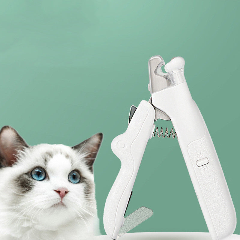 HKM-2805565 LED Light Pet Nail Clippers for Small Dogs and Cats - Stainless Steel Nail Trimmer with Built-in Nail File and Collection Design