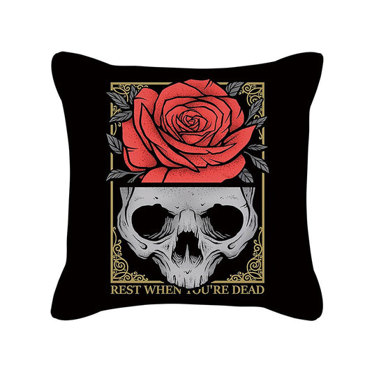 HKM-280595 Skull Print Super Soft Polyester Square Pillow Cushion Cover 45x45cm