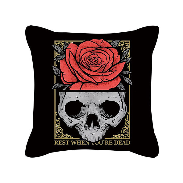 HKM-280595 Skull Print Super Soft Polyester Square Pillow Cushion Cover 45x45cm