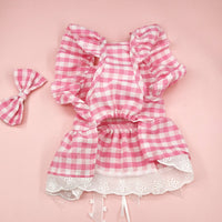 HKM-2806333 Lace Princess Plaid Gauze Skirt for Dogs in Black Daisy, Pink Daisy, and Pink Plaid Bow