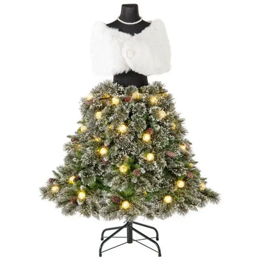 HKM-280659 5 FT Pre-Lit Artificial Christmas Mannequin Tree - Elegant Holiday Decor