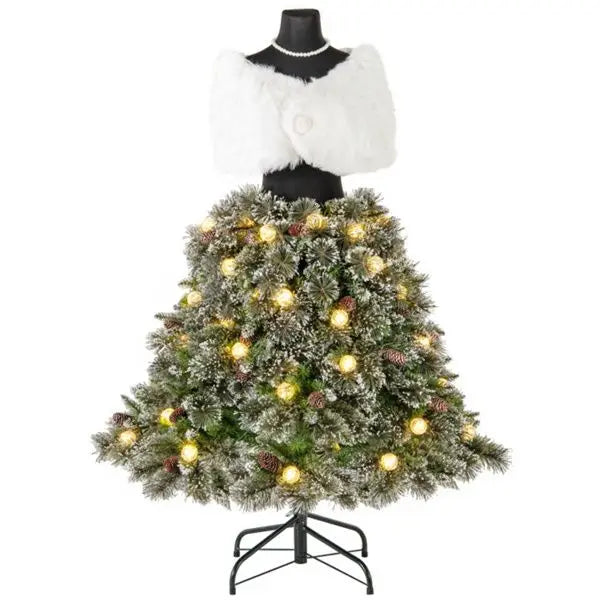HKM-280659 5 FT Pre-Lit Artificial Christmas Mannequin Tree - Elegant Holiday Decor