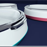 HKM-2807741 Stylish Glass Pet Bowl with ABS Base - 160ml Water, 100g Grain Capacity, 16cm x 13.5cm x 4cm