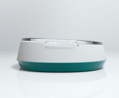 HKM-2807741 Stylish Glass Pet Bowl with ABS Base - 160ml Water, 100g Grain Capacity, 16cm x 13.5cm x 4cm