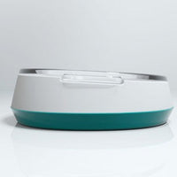 HKM-2807741 Stylish Glass Pet Bowl with ABS Base - 160ml Water, 100g Grain Capacity, 16cm x 13.5cm x 4cm