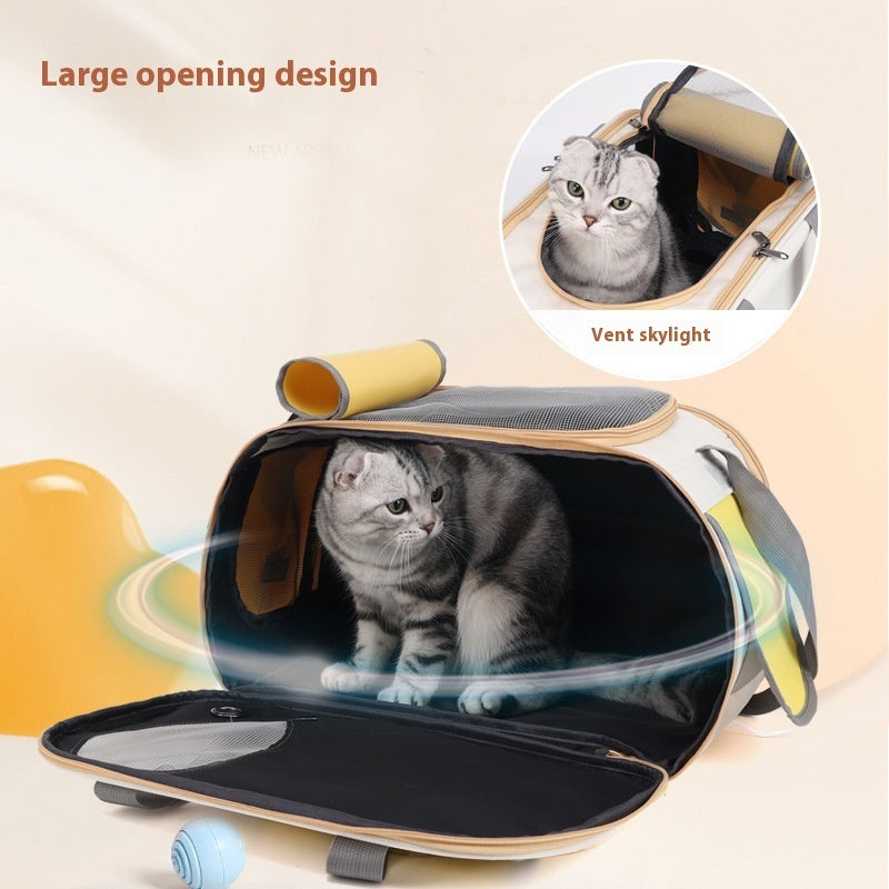 HKM-2809789 Large Capacity Foldable Canvas Single Shoulder Pet Bag in Yellow, Green, or Black