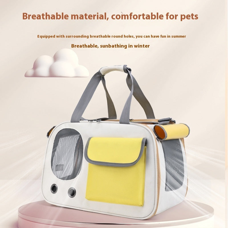 HKM-2809789 Large Capacity Foldable Canvas Single Shoulder Pet Bag in Yellow, Green, or Black