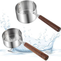 HKM-2811325 Stainless Steel Dog Food Scoop with Wooden Handle for Accurate Measuring