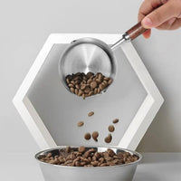 HKM-2811325 Stainless Steel Dog Food Scoop with Wooden Handle for Accurate Measuring