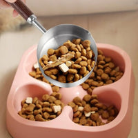 HKM-2811325 Stainless Steel Dog Food Scoop with Wooden Handle for Accurate Measuring