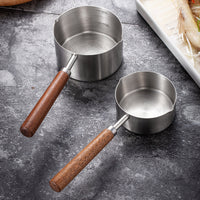 HKM-2811325 Stainless Steel Dog Food Scoop with Wooden Handle for Accurate Measuring