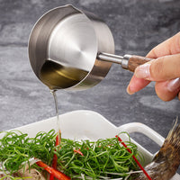 HKM-2811325 Stainless Steel Dog Food Scoop with Wooden Handle for Accurate Measuring