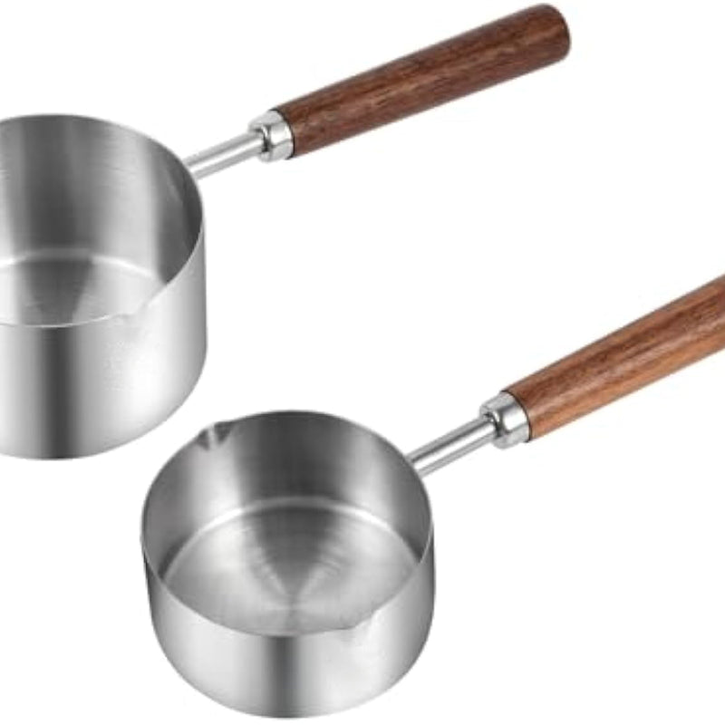 HKM-2811325 Stainless Steel Dog Food Scoop with Wooden Handle for Accurate Measuring