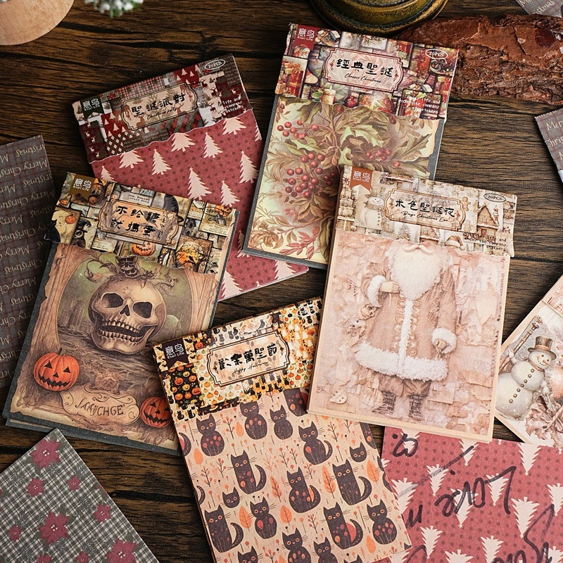 HKM-281171 Retro Decorative Paper Pack – 20 Sheets of Material Paper (100x140mm)