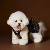 HKM-2812093 Casual Lace Bow Bottoming Shirt for Small Dogs - Coffee and Beige, Multiple Sizes Available