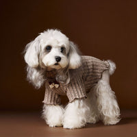 HKM-2812093 Casual Lace Bow Bottoming Shirt for Small Dogs - Coffee and Beige, Multiple Sizes Available