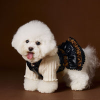 HKM-2812093 Casual Lace Bow Bottoming Shirt for Small Dogs - Coffee and Beige, Multiple Sizes Available