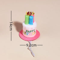 HKM-2812349 Creative Printing Dog Birthday Hat and Drool Towel Accessories Set - Triangular Binder with Cartoon Patterns in Blue and Pink