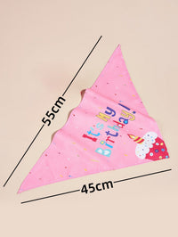 HKM-2812349 Creative Printing Dog Birthday Hat and Drool Towel Accessories Set - Triangular Binder with Cartoon Patterns in Blue and Pink