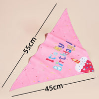 HKM-2812349 Creative Printing Dog Birthday Hat and Drool Towel Accessories Set - Triangular Binder with Cartoon Patterns in Blue and Pink