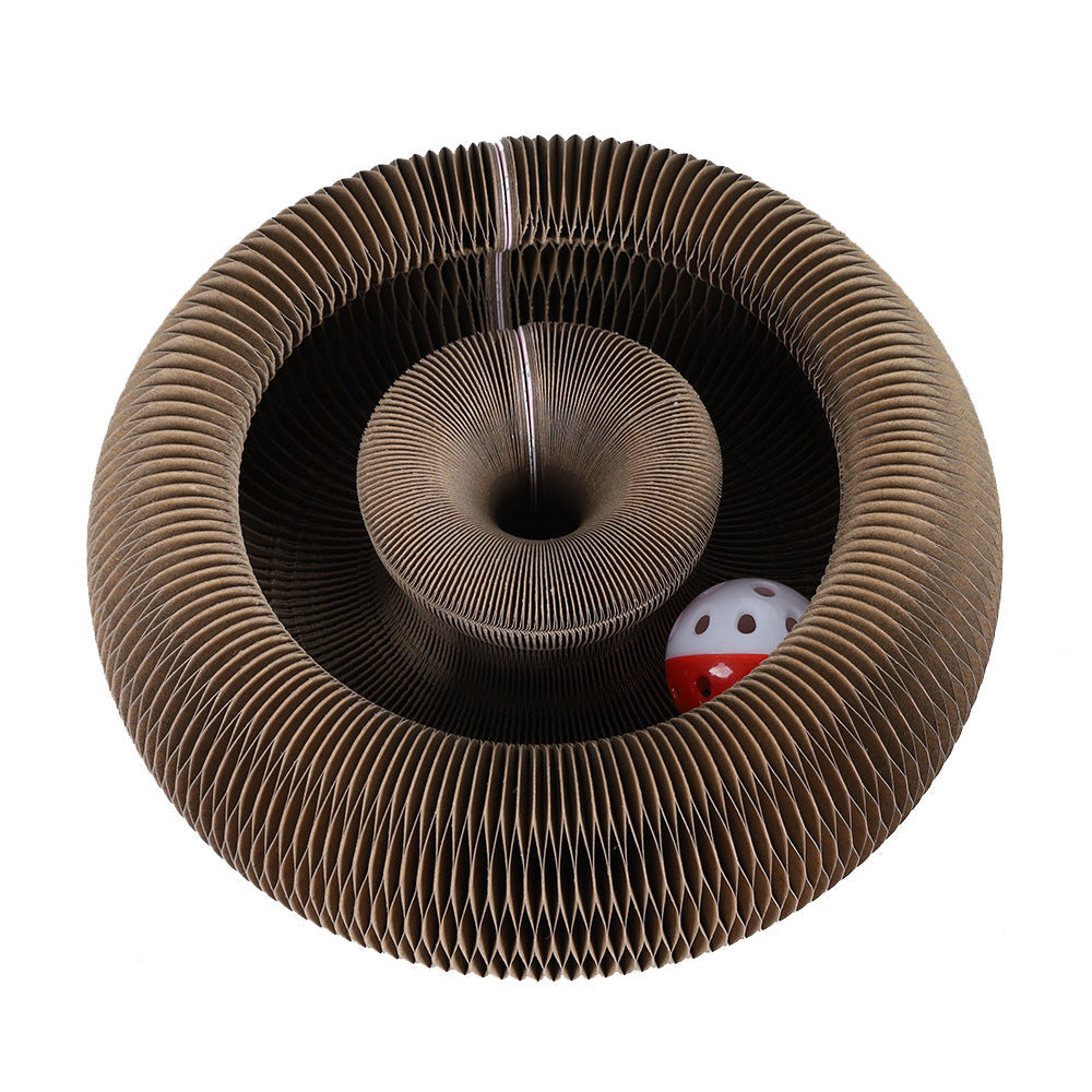 HKM-2813501 Magnetic Folding Cat Scratch Board with Ball and Menthol, 24x24x10cm, Fun Two-in-One Design