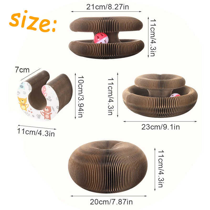 HKM-2813501 Magnetic Folding Cat Scratch Board with Ball and Menthol, 24x24x10cm, Fun Two-in-One Design