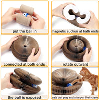 HKM-2813501 Magnetic Folding Cat Scratch Board with Ball and Menthol, 24x24x10cm, Fun Two-in-One Design