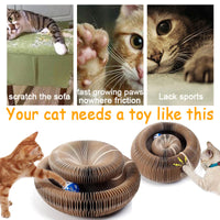 HKM-2813501 Magnetic Folding Cat Scratch Board with Ball and Menthol, 24x24x10cm, Fun Two-in-One Design