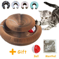 HKM-2813501 Magnetic Folding Cat Scratch Board with Ball and Menthol, 24x24x10cm, Fun Two-in-One Design