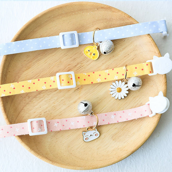 HKM-2815293 Dreamy Cat Collars with Silver Bells - Cute Designs in Pink, Blue, and Green