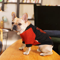 HKM-2815677 Casual Knitted Velvet Sweater for Dogs - Tiger Head Bullfighting Suit in Black