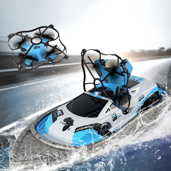 HKM-281619 3 in 1 Remote Control Hovercraft Drone Boat - Electric Vehicle for Air, Land, and Water Use
