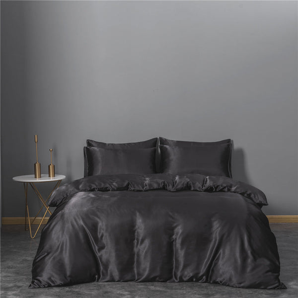 HKM-281683 Silk-like Three-Piece Duvet Cover Bedding Set in Multiple Colors and Sizes