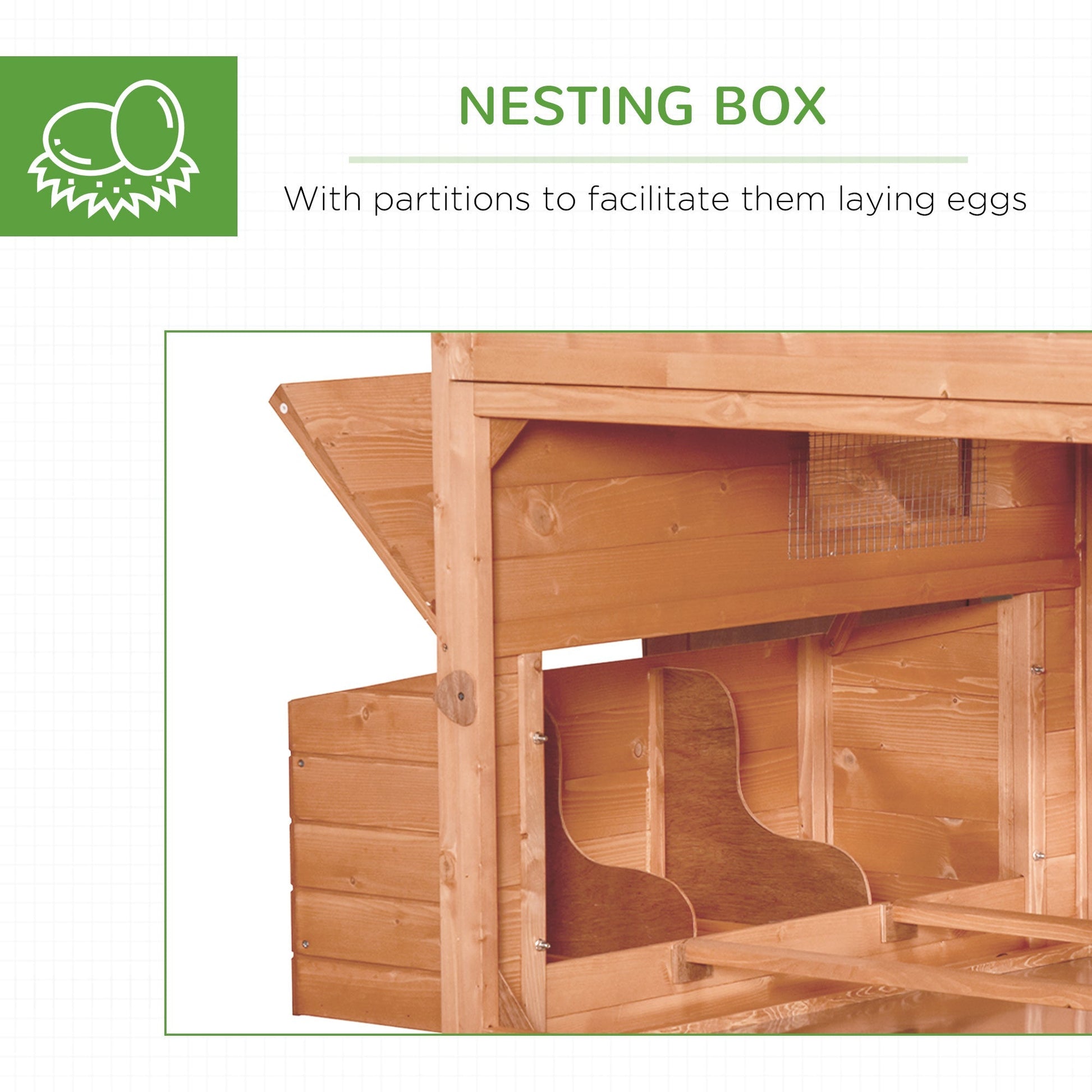 HKM-2816957 Large Wooden Chicken Coop for 8-10 Chickens with Nesting Box and Outdoor Run - Durable, Weather-Resistant Design