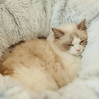 HKM-2817341 Cozy Plush Winter Cat Bed with Warm Cushion - Spacious Pet Basket, 85*85*26cm